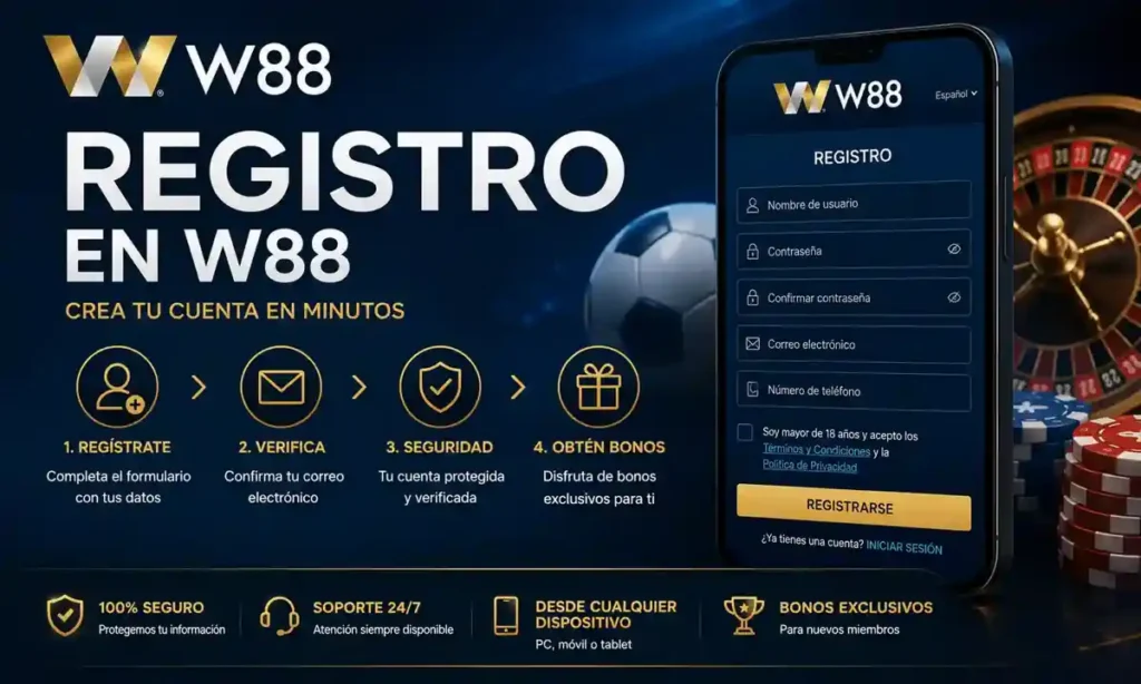 El proceso de registro en casino W88